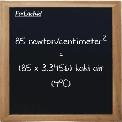 85 newton/centimeter<sup>2</sup> setara dengan 284.38 kaki air (4<sup>o</sup>C) (85 N/cm<sup>2</sup> setara dengan 284.38 ftH2O)